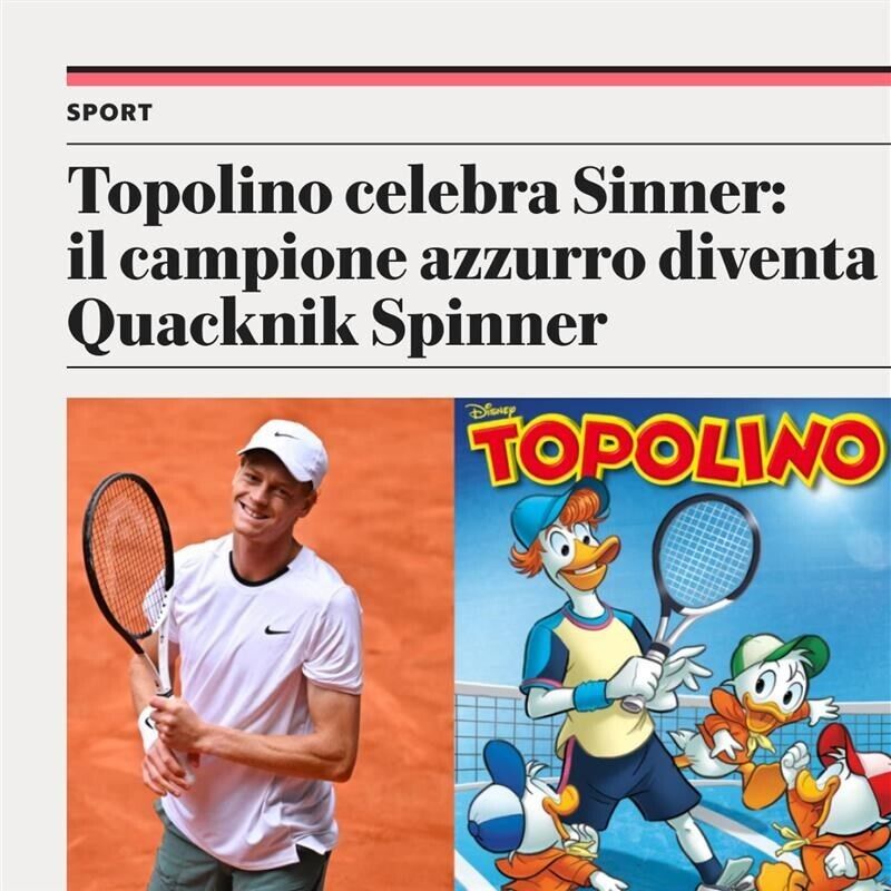 Topolino libretto 3572 Copertina Speciale Cover dedicata a Jannik Sinner Edicola