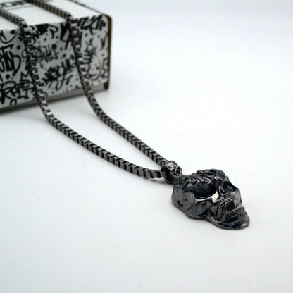 Collana con pendente Ciondolo Cranio Teschio SKULL Moda UOMO Rock Punk