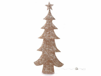 Albero di Natale di filo in glitter oro con luci a led bianco caldo H 160 cm