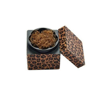 Grinder Design Quadrato Leopardato Tritatabacco in metallo 4 parti Trita Tabacco