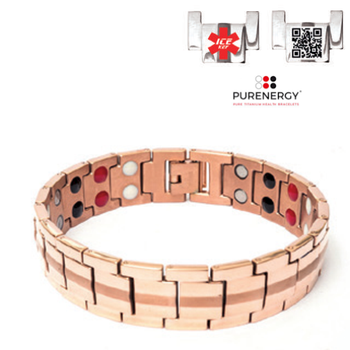 Bracciale 100% in Titanio PURENERGY Terapeutico con QR Code Salvavita App IceKey