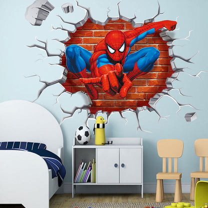 Adesivo Murales parete Cameretta bambini SPIDERMAN 3D Casa Muro Wall Sticker