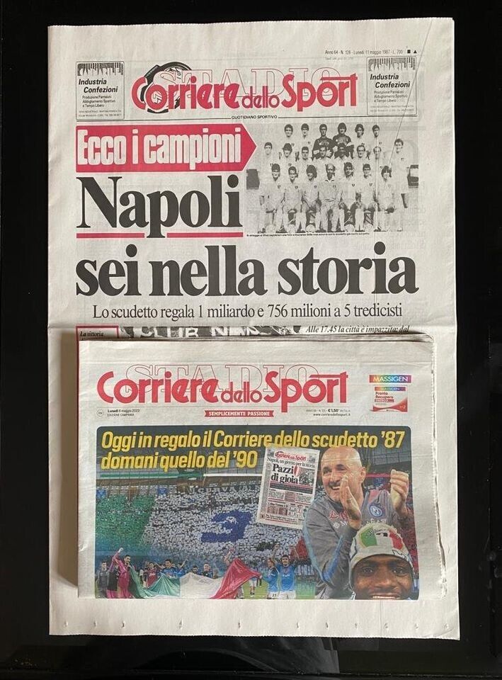 Ristampa CORRIERE dello SPORT NAPOLI Scudetto 1987 1989 Coppa Uefa 1990 Maradona