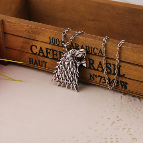 Collana con pendente Ciondolo LUPO Silver UOMO Stark Trono di Spade Jon Snow