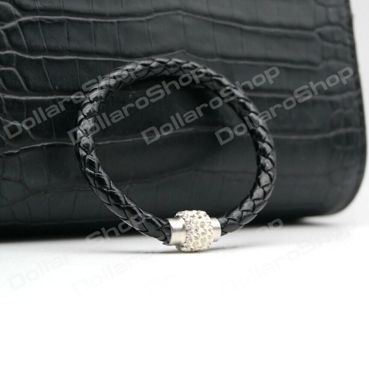 Bracciale da donna sfere Strass intrecciato nero braccialetto da ragazza regalo