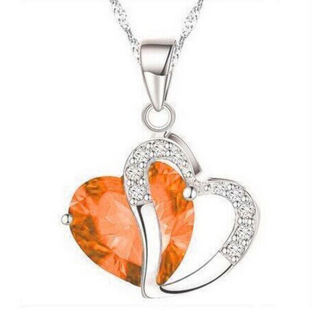 Collana da DONNA con pendente Cuore Strass Ciondolo Ragazza amore romantico