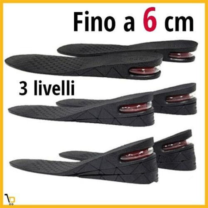 Coppia Alzatacco Soletta Tacco Plantare +6 cm Statura Aumenta Altezza uomo donna