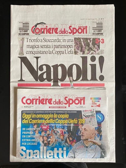 Ristampa CORRIERE dello SPORT NAPOLI Scudetto 1987 1989 Coppa Uefa 1990 Maradona