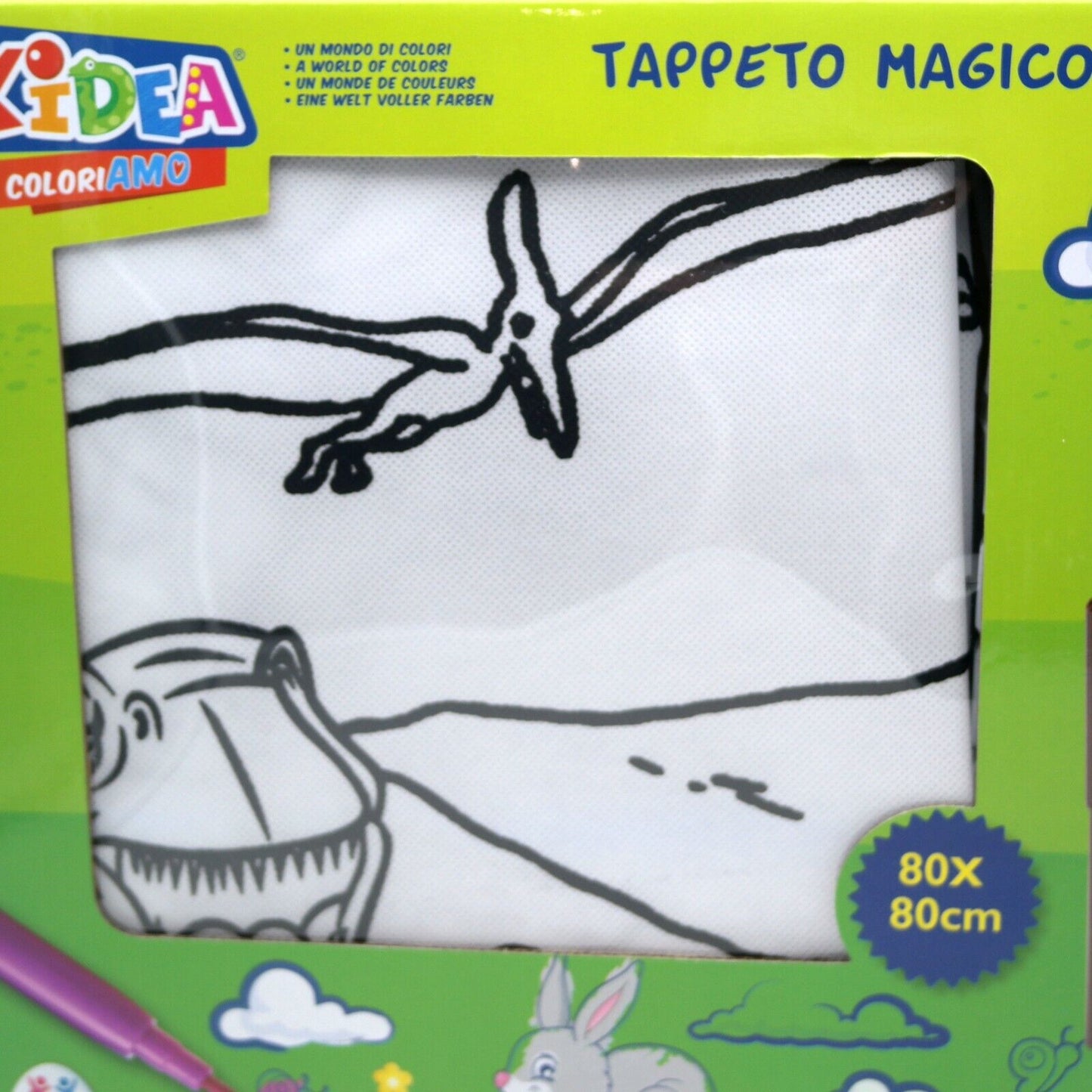 Set Tappeto Magico lavabile da colorare con 10 pennarelli per Bambini DINOSAURI