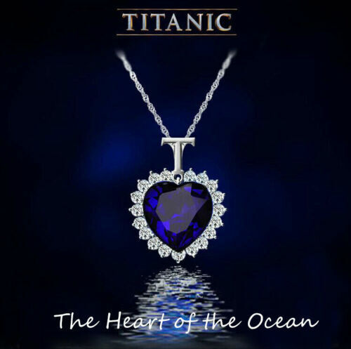 Collana con pendente Ciondolo CUORE dell'OCEANO ricoperto di STRASS TITANIC Film