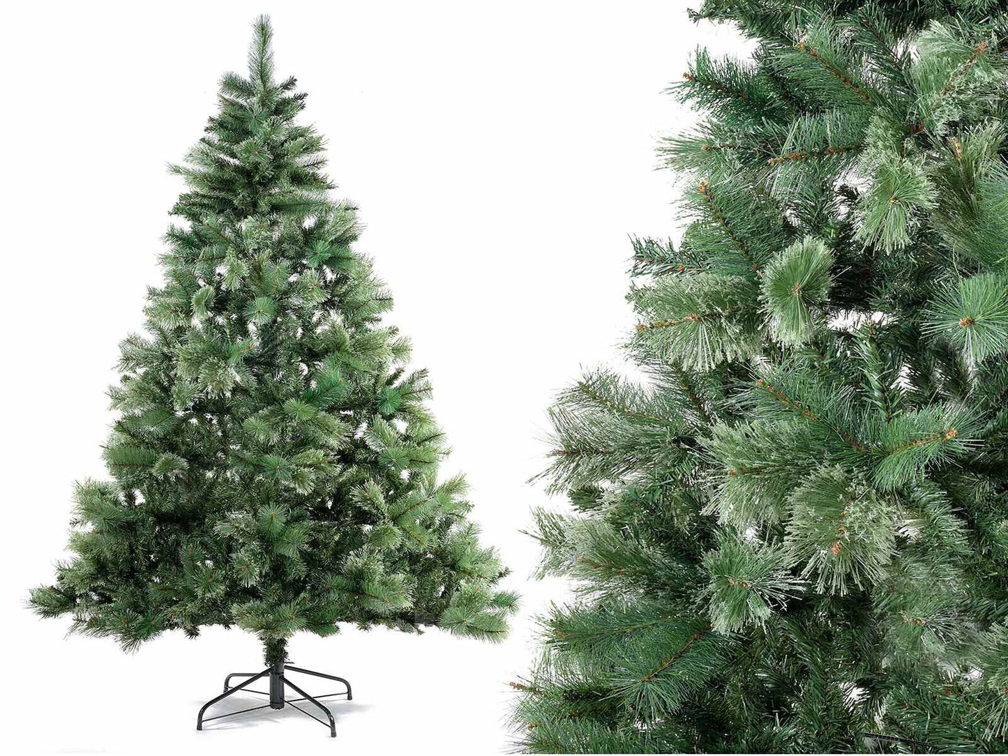 Pino Artificiale H 210 cm 1180 Rami Triplo Folto Albero di Natale Verde vintage