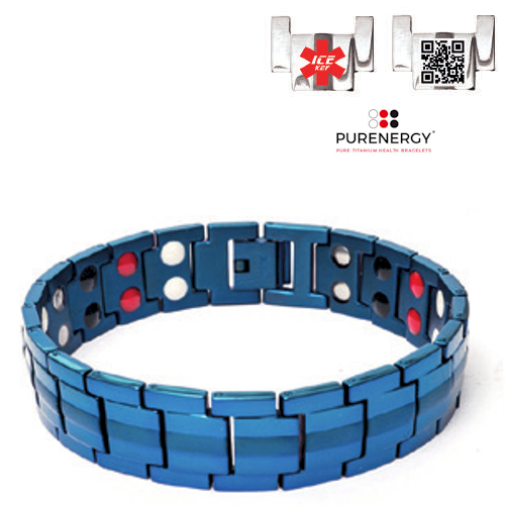 Bracciale 100% in Titanio PURENERGY Terapeutico con QR Code Salvavita App IceKey