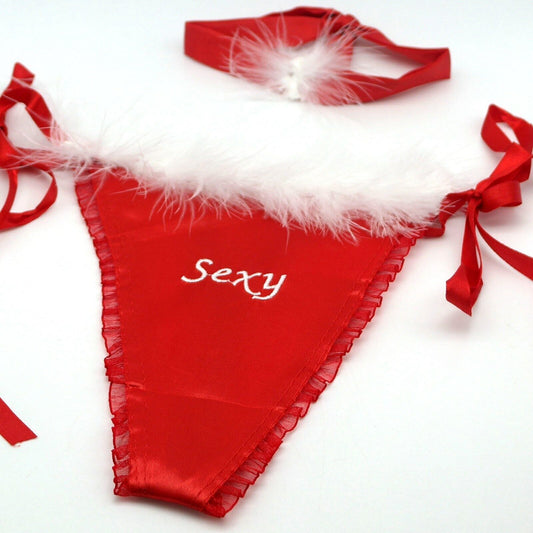 Completino donna intimo Sexy Slip e Fascetta per collo Natale idea regalo donne