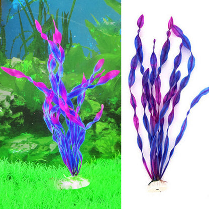 Pianta finta per Acquario Piantina Decorazione Artificiale decori Viola 30 cm