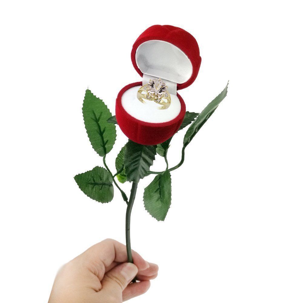 Contenitore per anello a forma di Rosa Rossa finta scatola per regalo Rose box