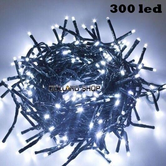 Luci di Natale a Led 300 da Interno luce bianco freddo filo verde catena albero