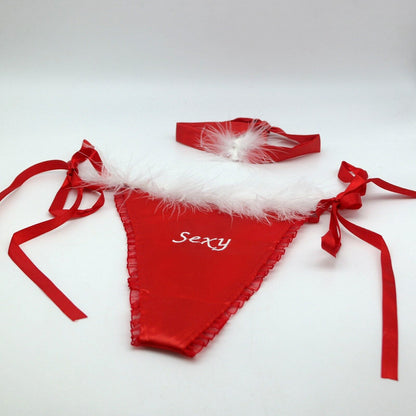 Completino donna intimo Sexy Slip e Fascetta per collo Natale idea regalo donne