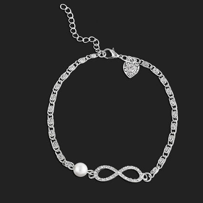 Bracciale Braccialetto da Donna 8 Infinito con Perle Cuore Perla catena amicizia