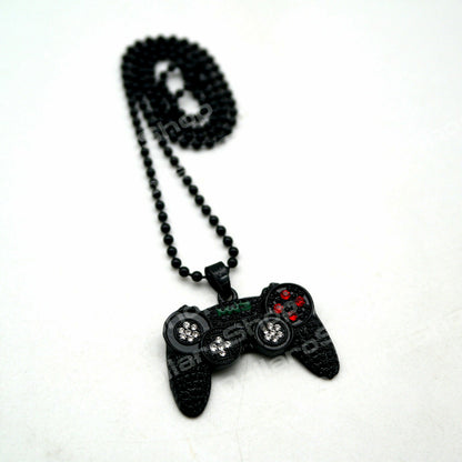 Collana Hip Hop Uomo lunga con Pendente JOYSTICK Rapper CONTROLLER nero