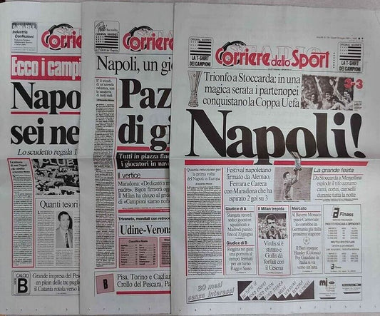 Ristampa CORRIERE dello SPORT NAPOLI Scudetto 1987 1989 Coppa Uefa 1990 Maradona