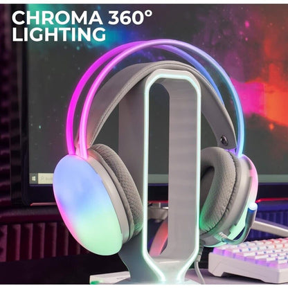 Cuffie gaming con filo stereo microfono illuminazione rgb archetto bianco unisex