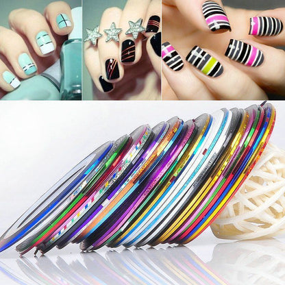 Dispenser 12 rotoli Striping autoadesivo nail art unghie  ricostruzione deco