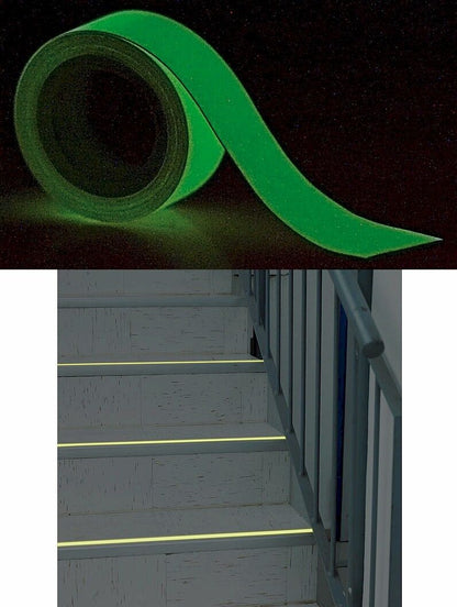 Nastro adesivo luminoso Fluorescente Fluo per scale scalini 2 metri Sicurezza