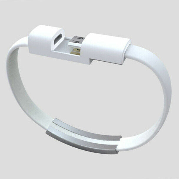 Braccialetto cavo micro USB Bianco per ricaricare Smartphone ovunque bracciale