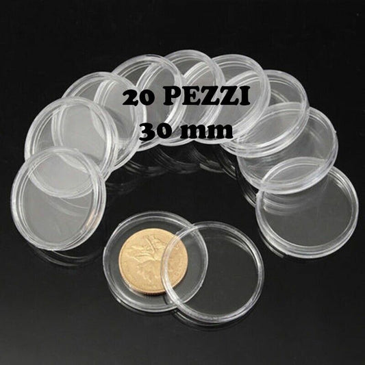 Set 20 pezzi Capsule Portamonete Rotonde Protezione Monete 30 mm Numismatica