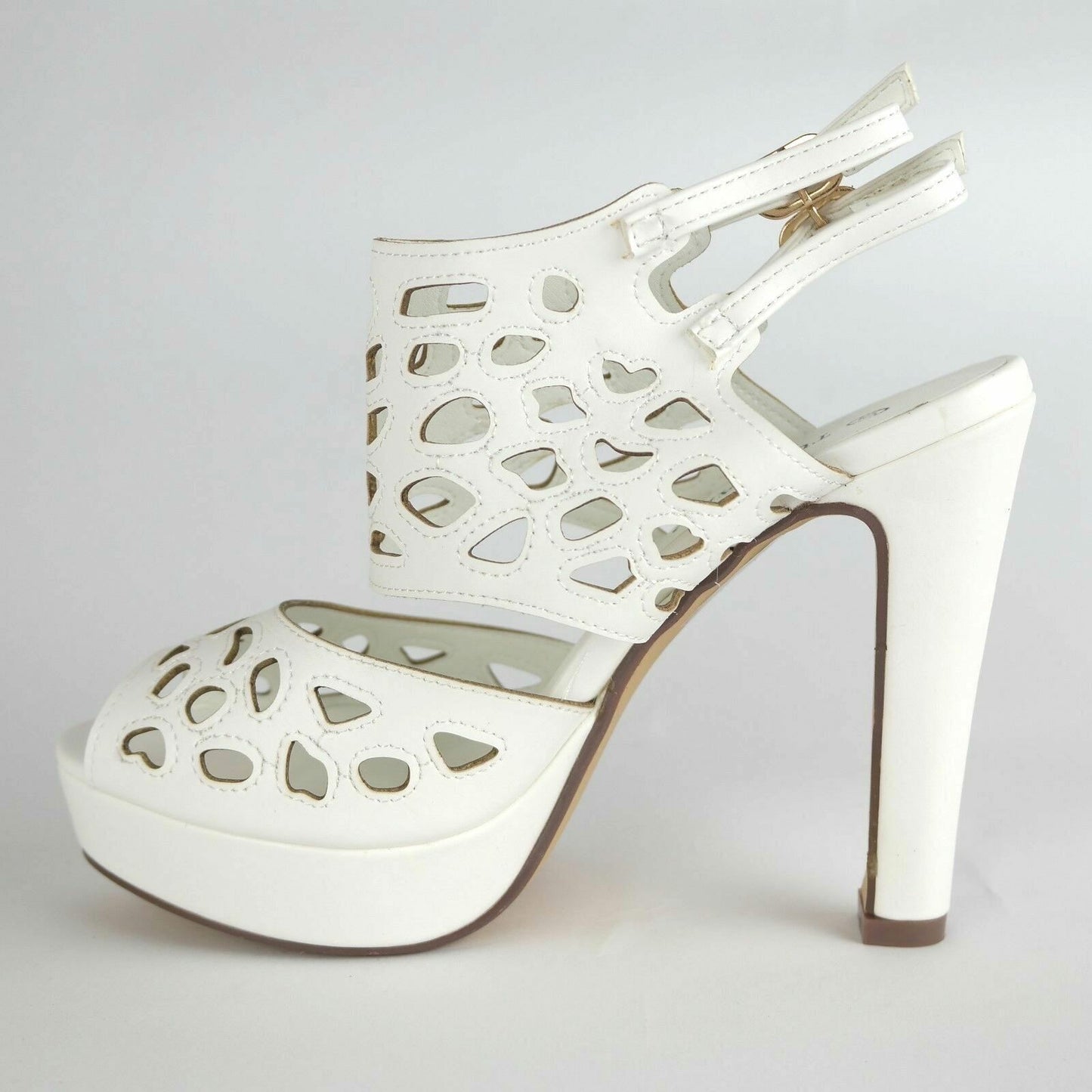 Scarpe Donna Sandalo bianco tacco 12 elegante spuntate traforate forate 37