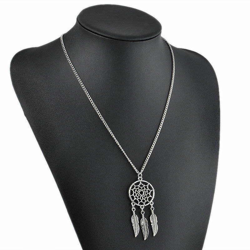 Collana con pendente ciondolo Dreamcatcher Retro acchiappasogni Indiano piuma