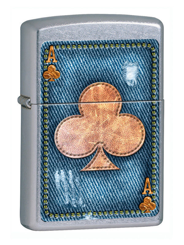 ZIPPO Originale JEANS SHAMROCK Accendino a Benzina DENIM da Collezione Vintage