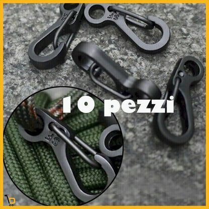 10 mini Moschettoni Portachiavi Lega per Campeggio Pesca Arrampicata Trekking