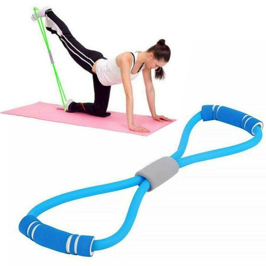 2x Tubo Elastico Blu Estendibile Fitness Ginnastica Gym Palestra esercizi Yoga