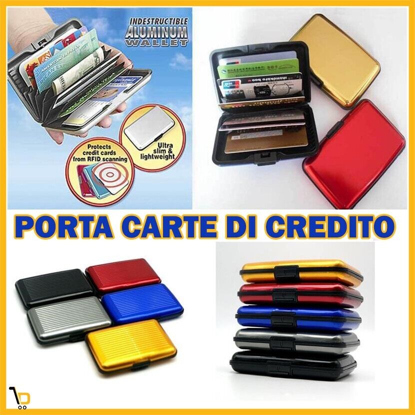 Porta Carte carta credito Portafoglio Banconote in alluminio rigido card tessere