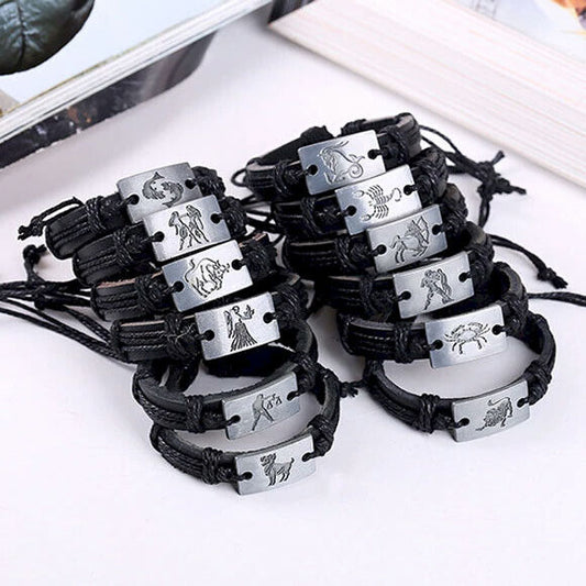 Braccialetto nero con segno zodiacale bracciale zodiaco zodiacali Oroscopo uomo