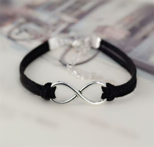 Bracciale donna simbolo INFINITO Regolabile nero