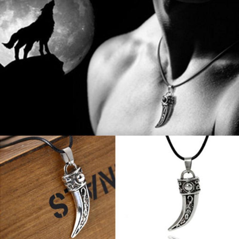 Collana pendente DENTE di LUPO WOLF Metallo Elegante UOMO Coraggio