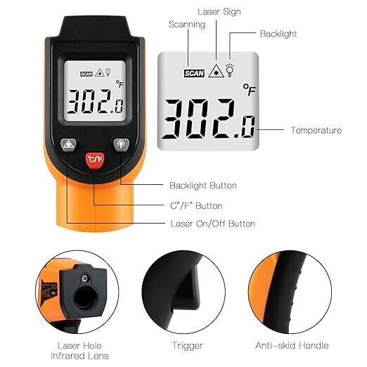 Termometro a infrarossi laser digitale misuratore pistola temperatura termica pe