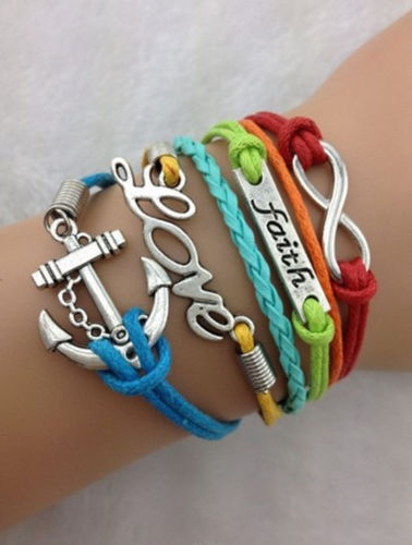 Bracciale Donna Ancora Love Infinito braccialetto colorato ragazza intrecciato