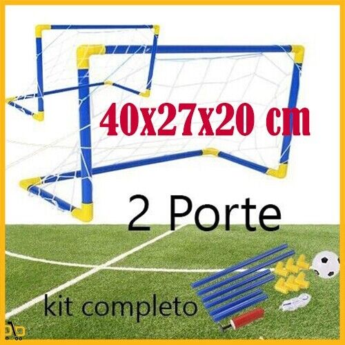 2 Porta da calcio gonfiatore pallone calcetto per bambini giardino portatile