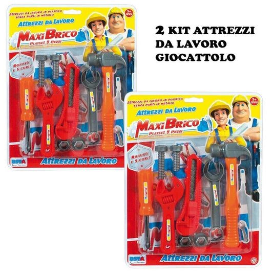 2 Giocattolo set attrezzi da lavoro per bambino blister utensili gioco fai da te