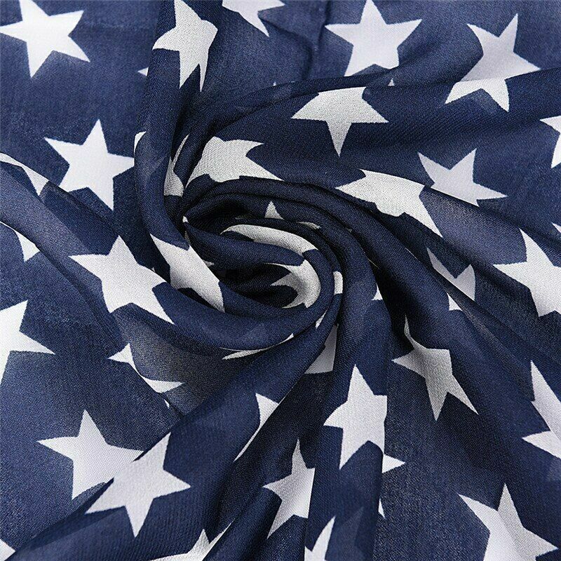 Foulard Bandiera USA Americana Donna Sciarpa 142x48 cm Stati Uniti Stars America