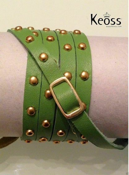 Bracciale in pelle da donna ragazza con borchie vari colori lungo 1 mt cinturino