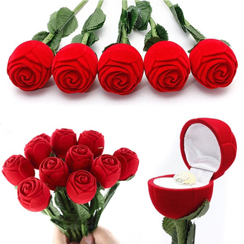 Contenitore per anello a forma di Rosa Rossa finta scatola per regalo Rose box