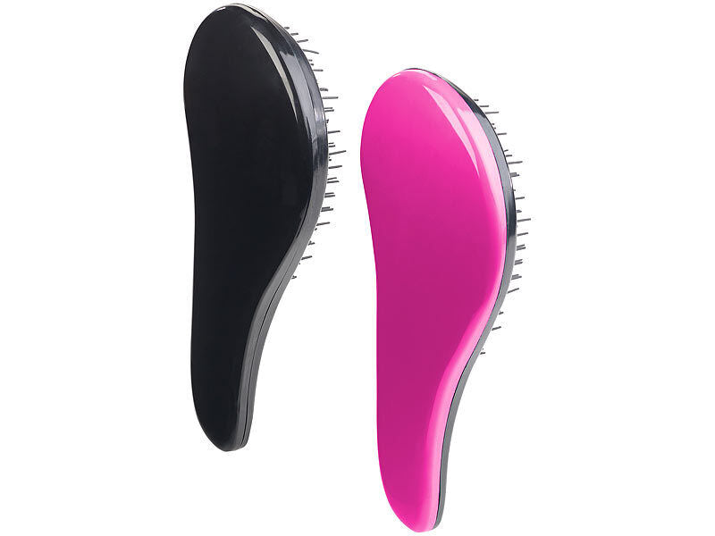 Set 2 spazzola sciogli nodi per capelli Brush Nero e Rosa districante pettina