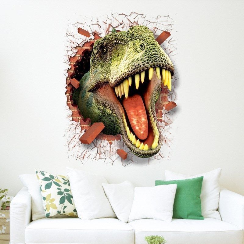 Adesivo Murales parete Cameretta bambini Dinosauro Jurassic Muro Wall Sticker 3D