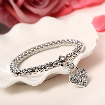 3x Bracciale Donna con Charms Cuore braccialetto bigiotteria a ragazza strass