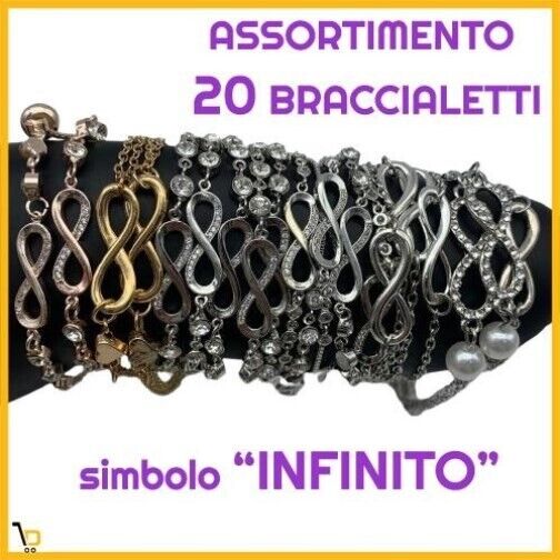 Stock 20 bracciali da donna ragazza infinito idea regalo strass