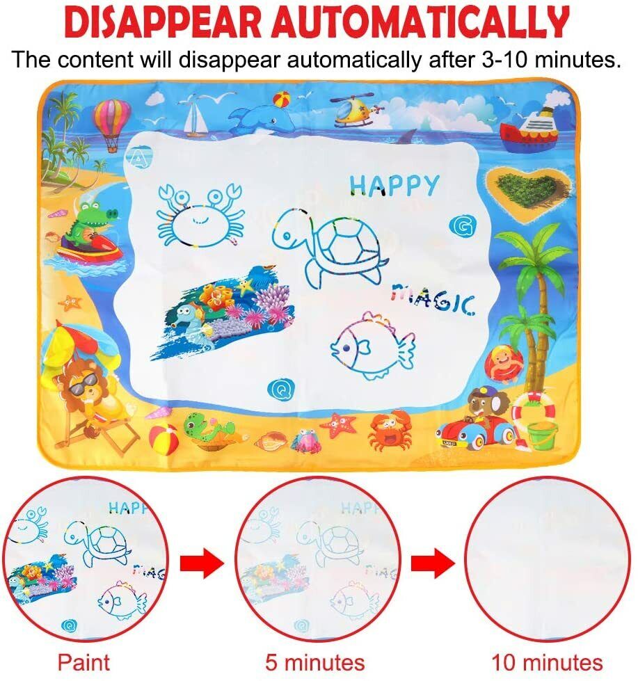 Set Tappeto magico ad Acqua 98x68 cm Doodle Tappetino con pennarello e stampini